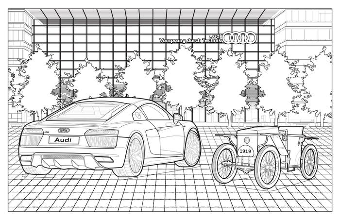 Audi R8 ve 1919 model elektrikli Slaby-Beringer