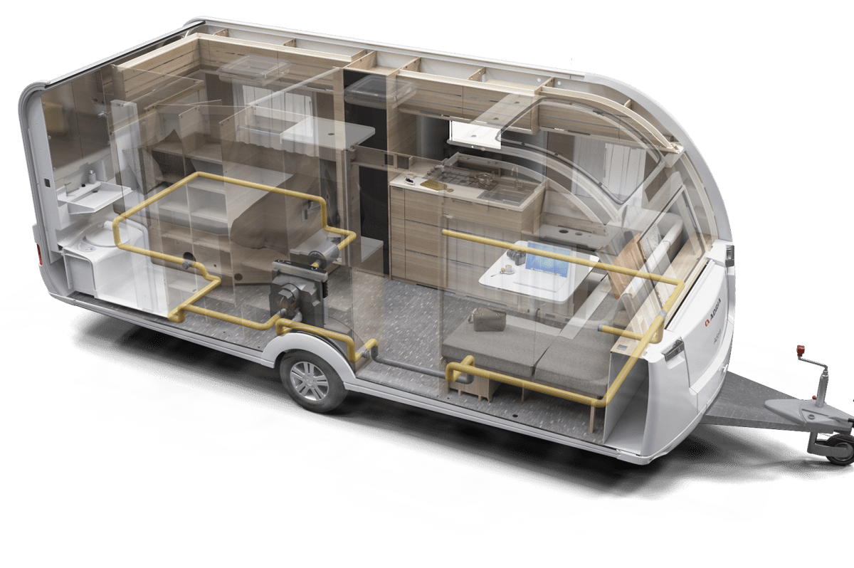 Прицеп дом 1:43. Прицеп дача с панорамными окнами. Truma грибок на крышу автодом. Caravan.