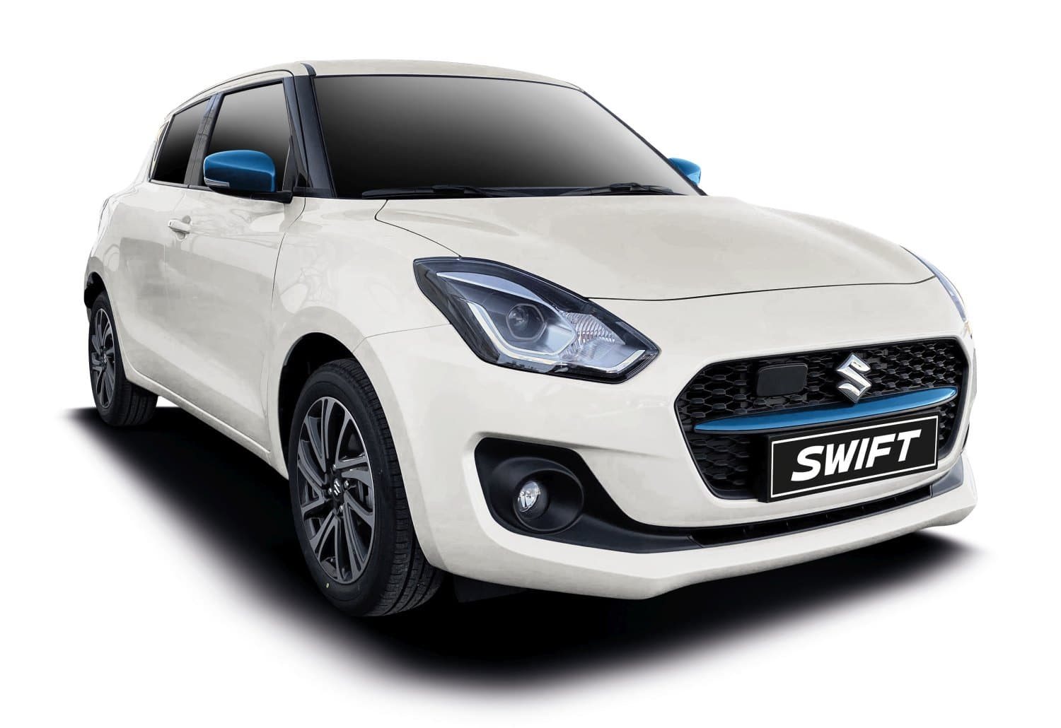 Suzuki Swift Blue & White, önden görünüm, beyaz renk