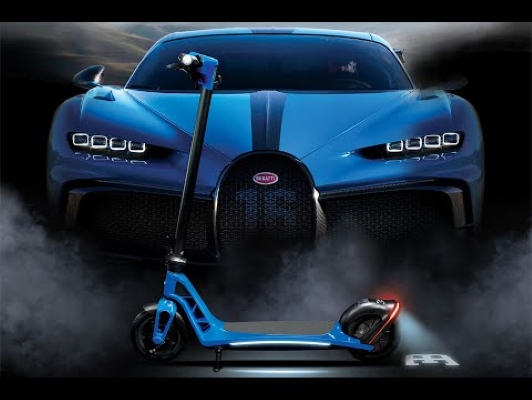 Bugatti Elektrikli Scooter, mavi renk, yandan görünüm